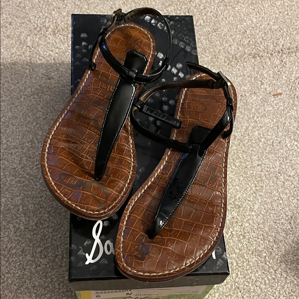 Sam Edelman Black and Tan Sandals